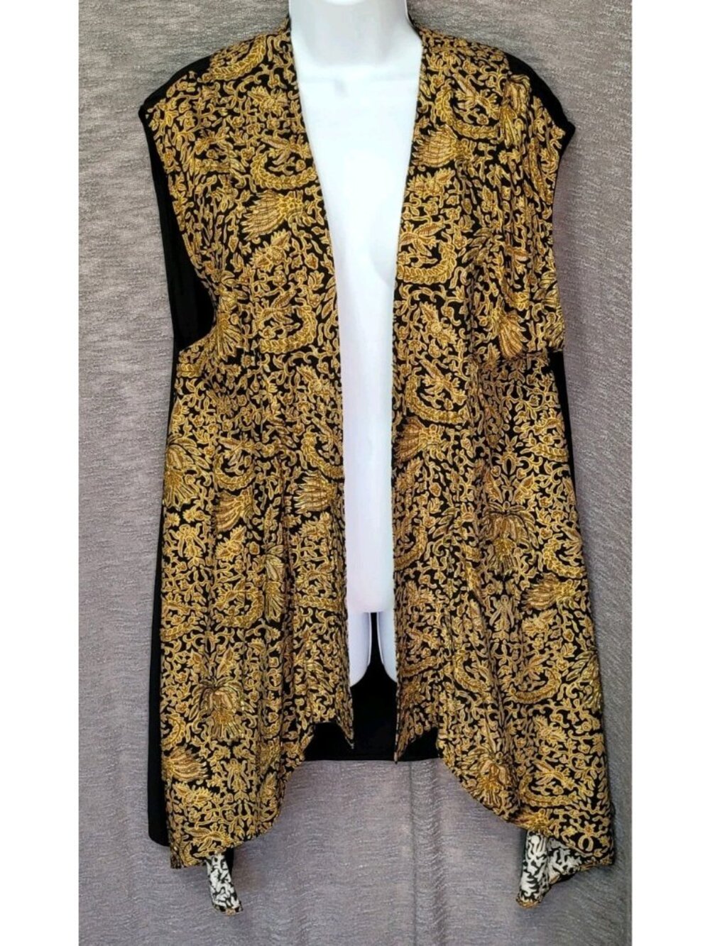 Baroque Duster Vest L Open Front Hand Made Beaded Festival Hippie‎ Boho Regency